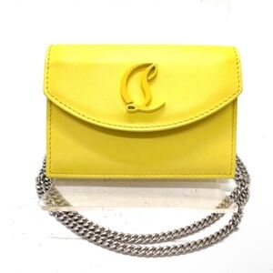 Christian Louboutin cardholder/ Coin Case  Yellow with original crossbody chain